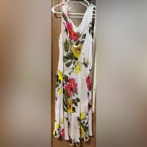 Signature by Robbie Bee Floral Sleeveless Dress & Red Cardigan Set Size 16 / XL